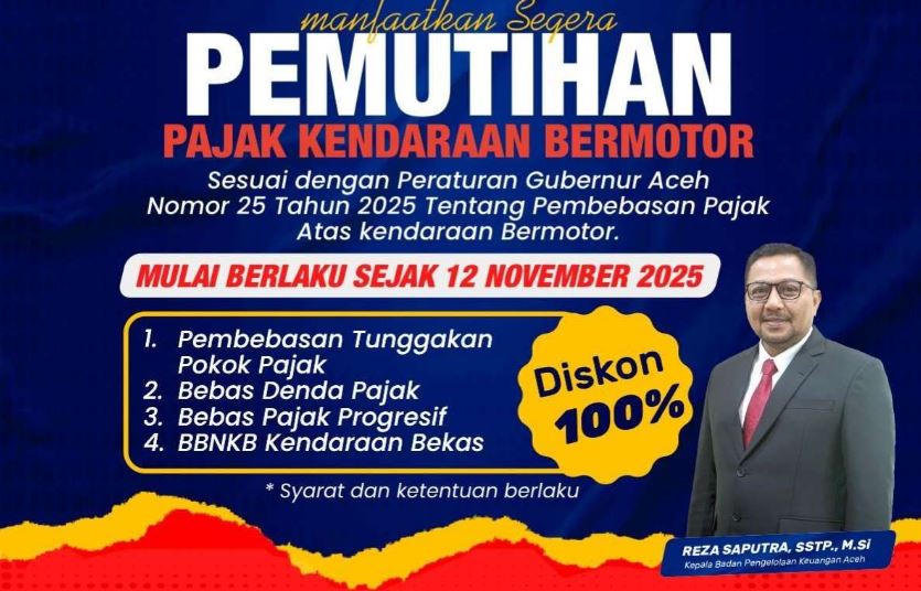 Pemutihan Pajak Kendaraan Mulai 12 November, Mualem: Kebijakan Ini untuk Ringankan Beban Warga